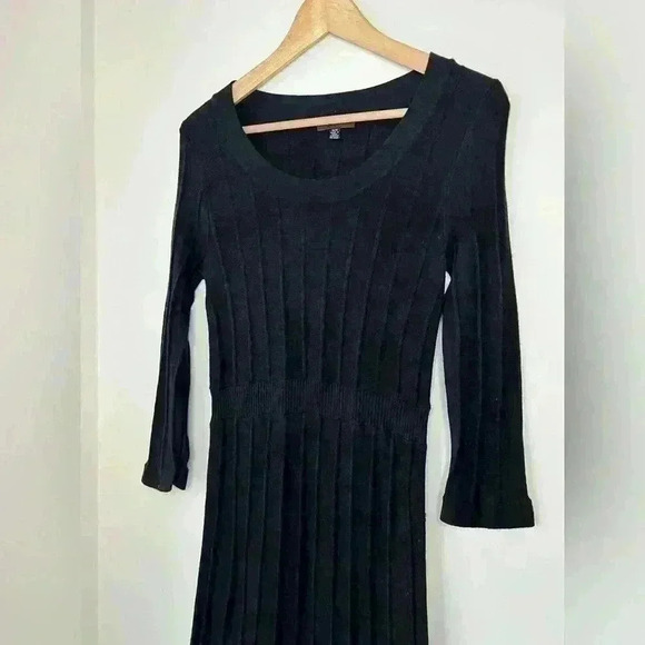 Spense Women’s Black Ribbed Preppy Classic Knit Normcore Midi Dress Medium - Picture 10 of 12